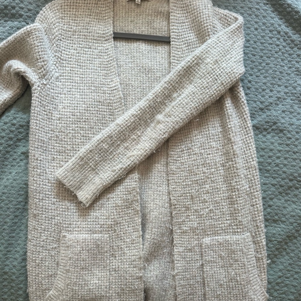 Madewell Light Taupe Open-Front Knit Cardigan